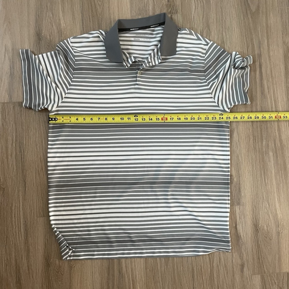 Nike Golf Polo Shirt Gray Striped XXL Excellent Condition - Picture 4 of 5